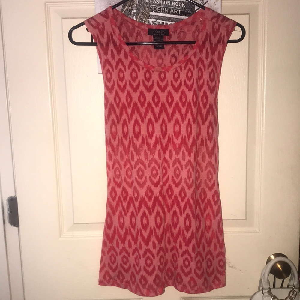 Deb Mesh Tank Red & Pink Size Large Cute Accent Cutout on back